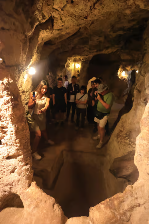 Cistern pit inside Derinkuyu Underground City on the bookable Cappadocia Green Tour from The Owl Cave Hotel