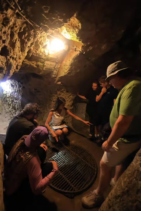 Rolling stone door and floor grate in Derinkuyu Underground City on the Cappadocia Green Tour, Göreme, Cappadocia